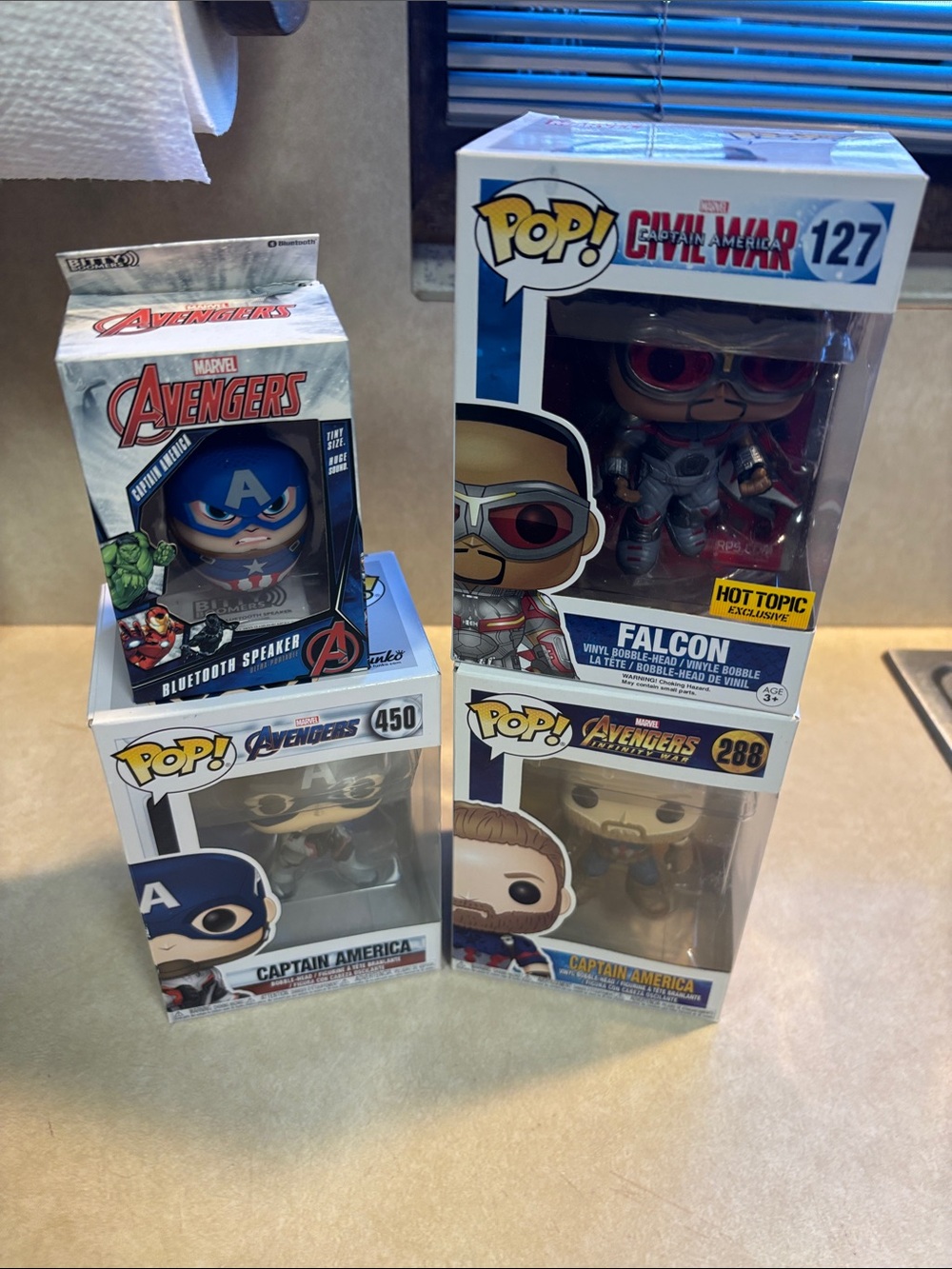 Captain America Funko Pop Bundle Captain America Blue Tooth Speaker Falcon